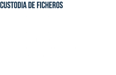 CUSTODIA DE FICHEROS Servicio de Custodia de Fichero Conductor / Vehículo, Fomento. Servicio de Custodia de Fichero Conductor / Vehículo, I Trabajo. Servicio de Revisión de Fichero legible. Alerta de estado de Fichero. 